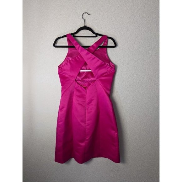 Betsey Johnson Evening Hot Pink Sz 10 Open Back Mini Prom Dress - Picture 4 of 9
